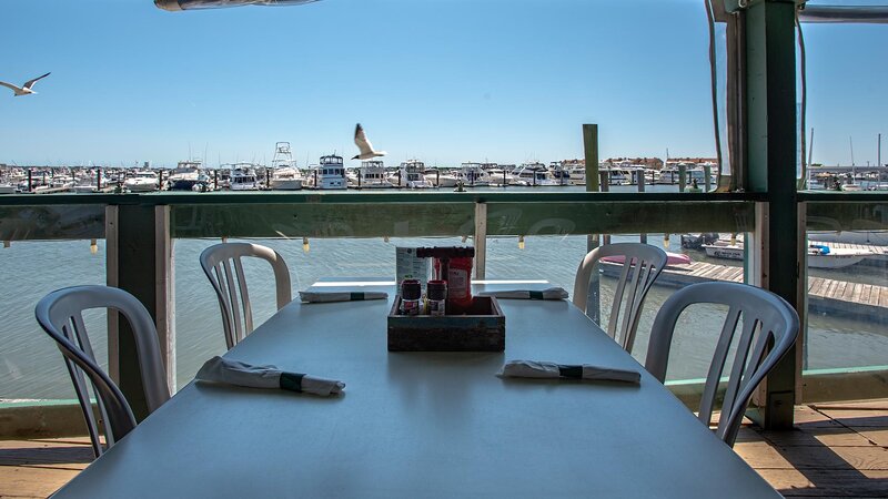 Patio dining room table with view of the ocean