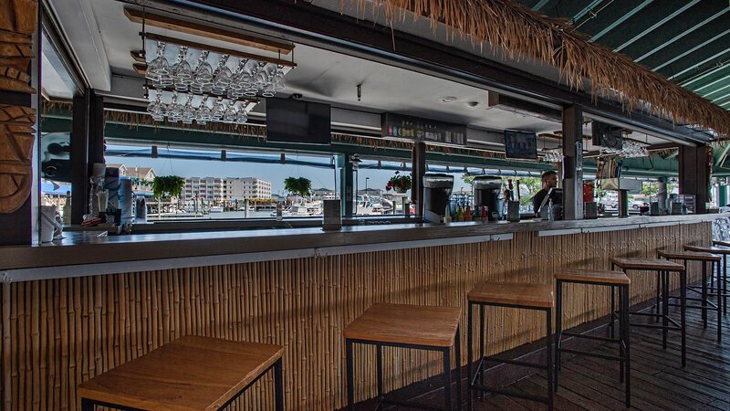 Outdoor bar with seating