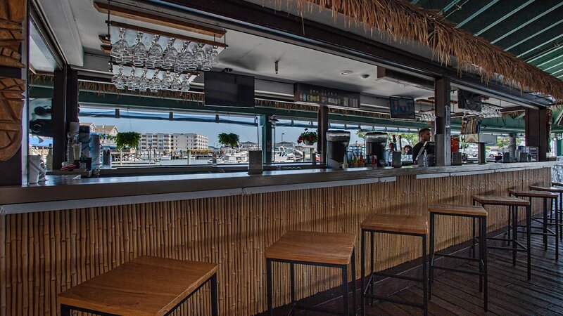 Outside bar with stool seating